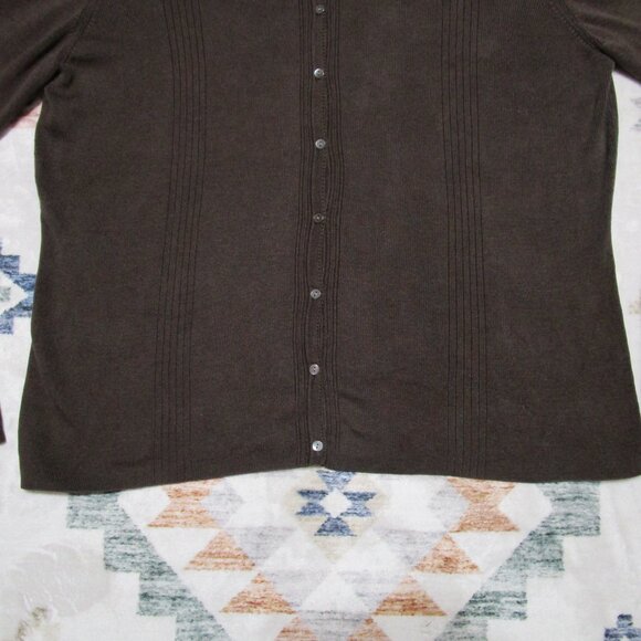 Ann Taylor Brown Lightweight 100% Silk Sweater Knit Size Large - Picture 2 of 7